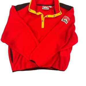 Vintage Marlboro Red and Black Athletic Sweater with Quarter-Zip